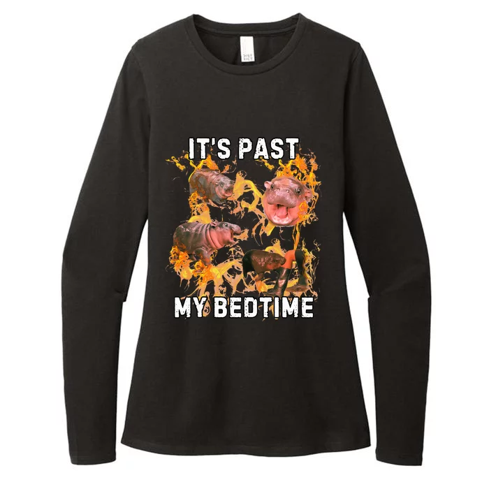 Moodeng ItS Past My Bed Time Funny Moodeng Womens CVC Long Sleeve Shirt