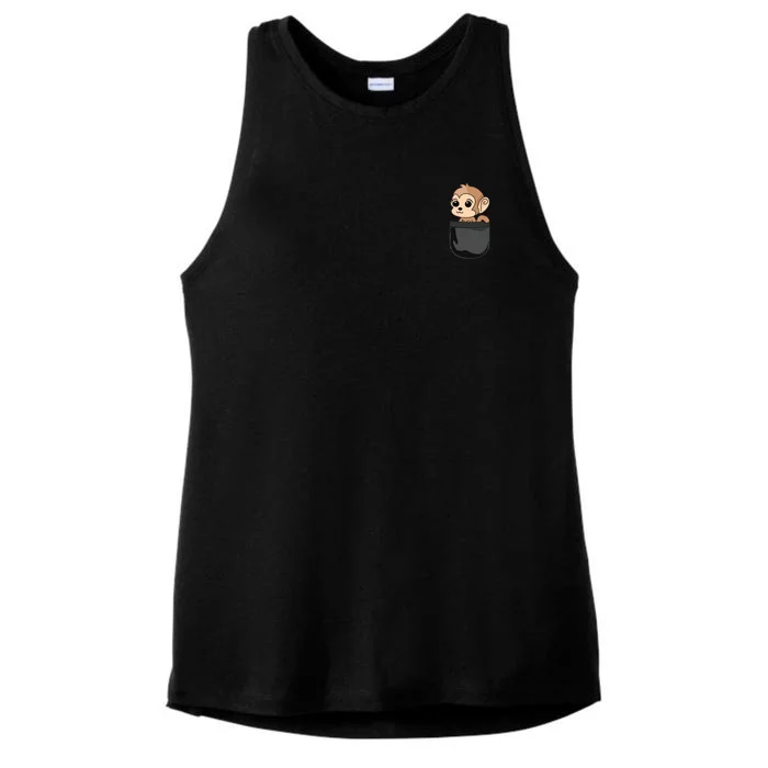 Monkey In Pocket Funny Animal Lover Gift Ladies Tri-Blend Wicking Tank