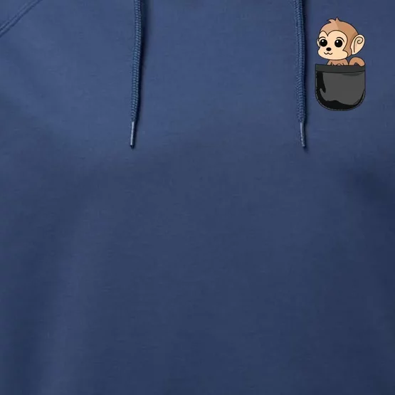 Monkey In Pocket Funny Animal Lover Gift Performance Fleece Hoodie