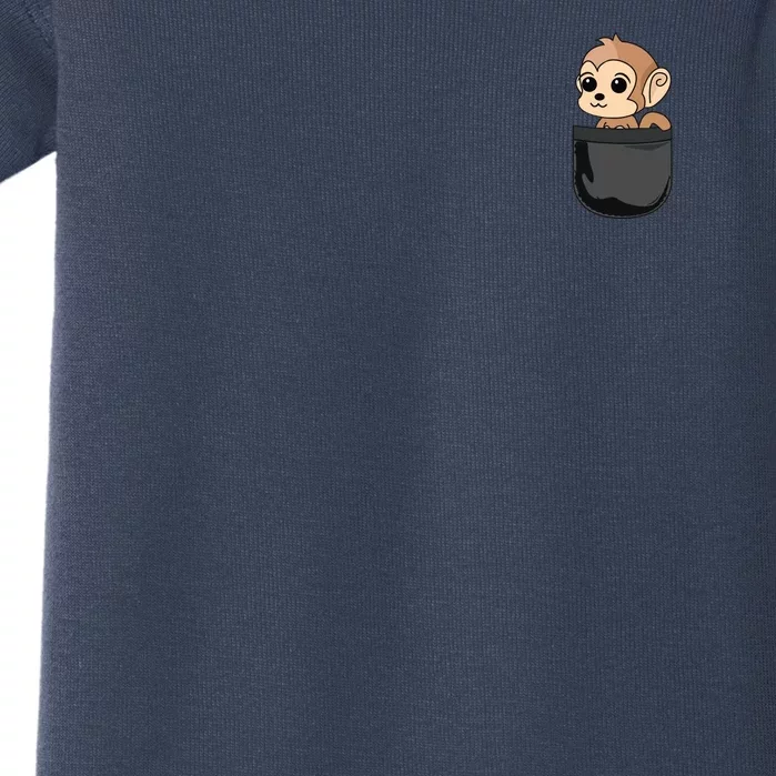 Monkey In Pocket Funny Animal Lover Gift Baby Bodysuit