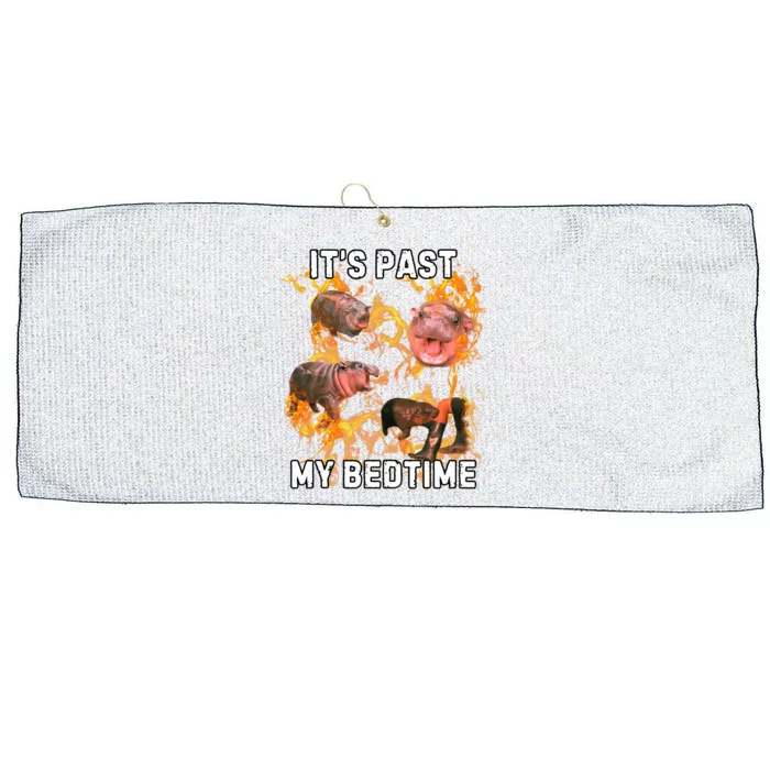 Moodeng ItS Past My Bed Time Large Microfiber Waffle Golf Towel