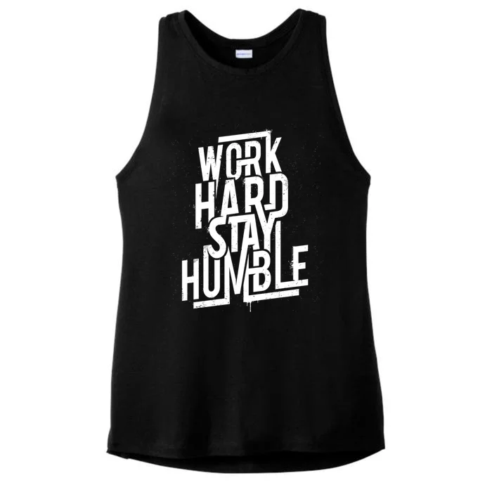 Motivational Inspirational Quote Work Hard Stay Humble Funny Gift Ladies Tri-Blend Wicking Tank