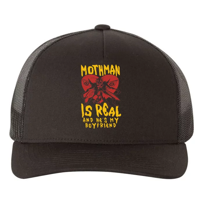 Mothman Is Real And He's My Boyfriend Funny Yupoong Adult 5-Panel Trucker Hat