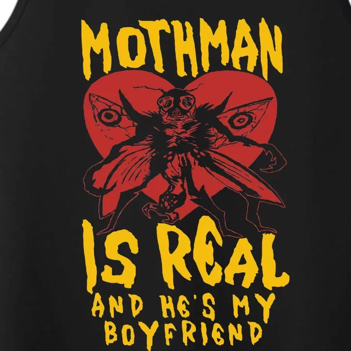 Mothman Is Real And He's My Boyfriend Funny Performance Tank