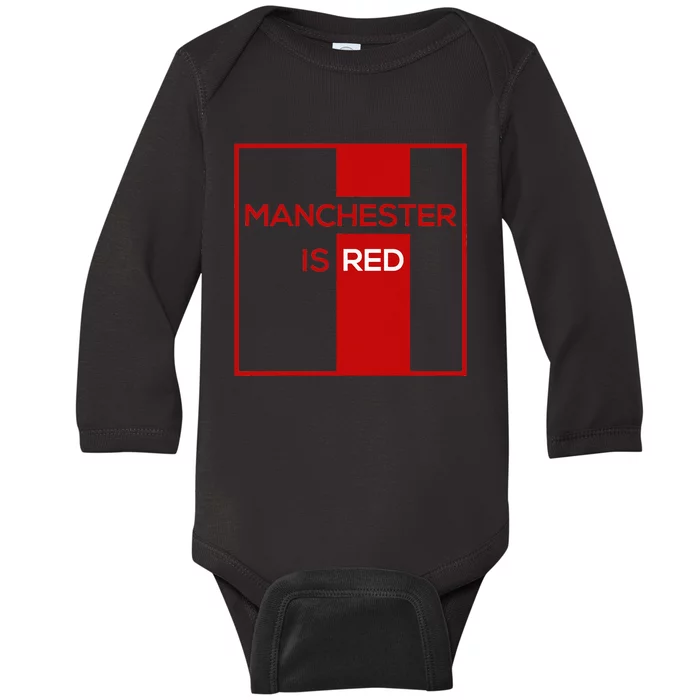 Manchester Is Red Funny United Football Supporter Baby Long Sleeve Bodysuit