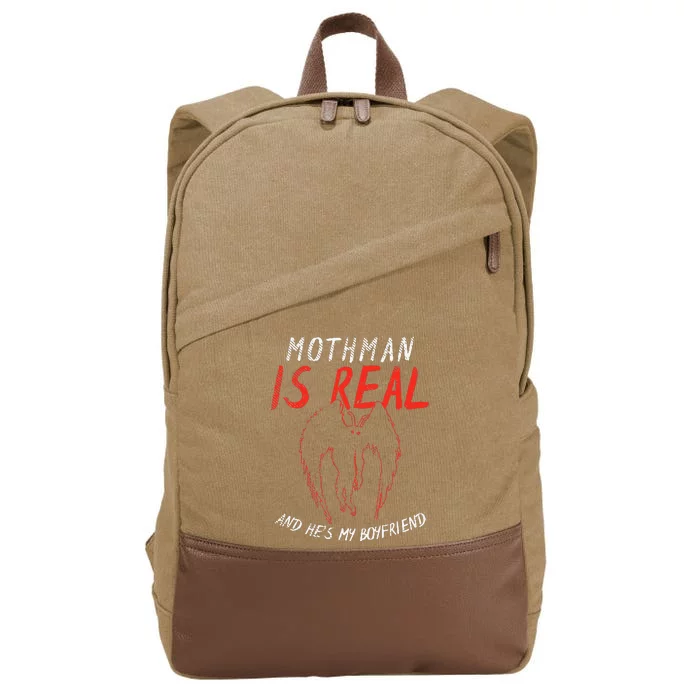 Mothman Is Real And He's My Boyfriend Funny Mothman Meme Cotton Canvas Backpack