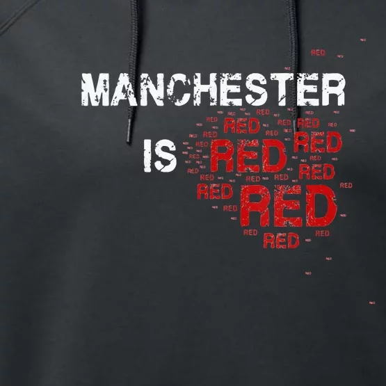 Manchester Is Red Funny United Football Supporter Performance Fleece Hoodie