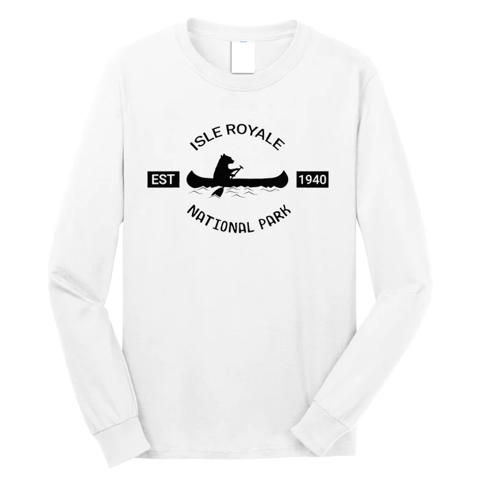 Michigan Isle Royale National Park Bear Canoe Gift Long Sleeve Shirt