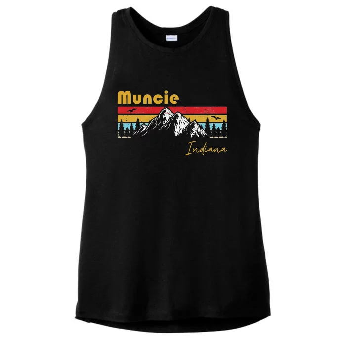 Muncie Indiana Roots Hometown Vintage Home State Pride Ladies Tri-Blend Wicking Tank