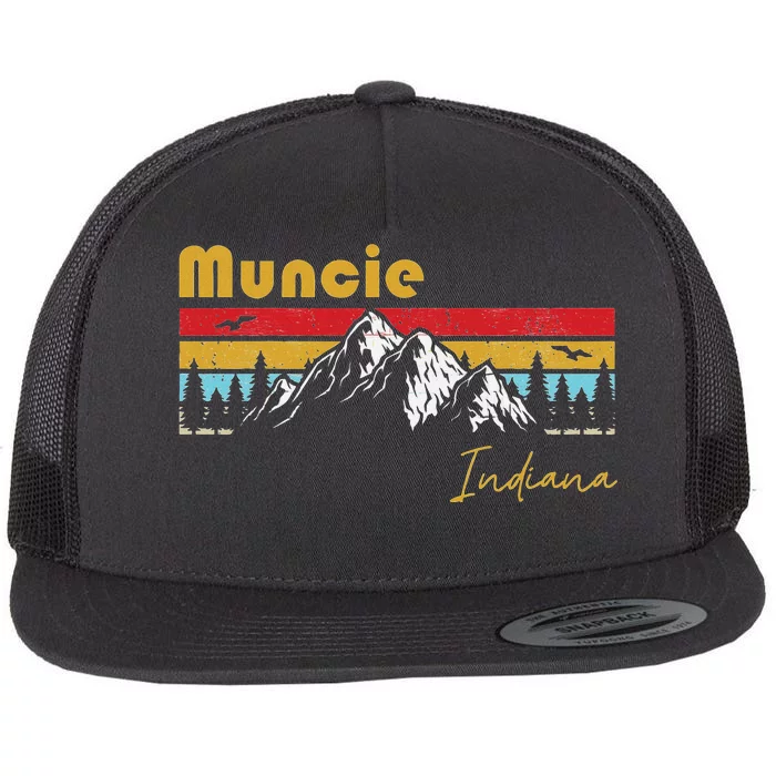 Muncie Indiana Roots Hometown Vintage Home State Pride Flat Bill Trucker Hat