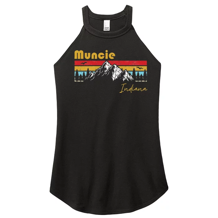 Muncie Indiana Roots Hometown Vintage Home State Pride Women’s Perfect Tri Rocker Tank