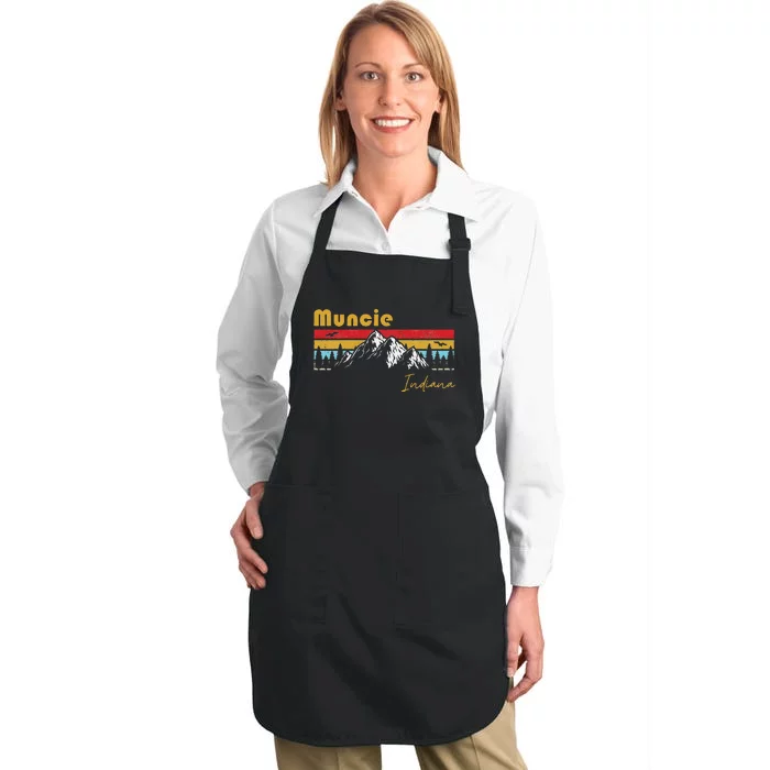 Muncie Indiana Roots Hometown Vintage Home State Pride Full-Length Apron With Pocket