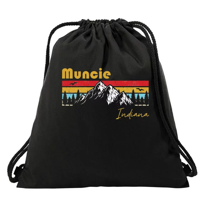 Muncie Indiana Roots Hometown Vintage Home State Pride Drawstring Bag