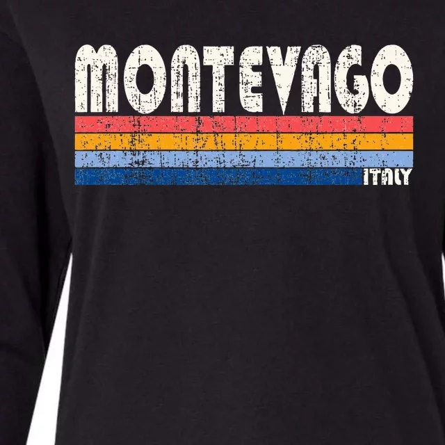 Montevago Italy Retro 70s 80s Style Womens Cotton Relaxed Long Sleeve T-Shirt