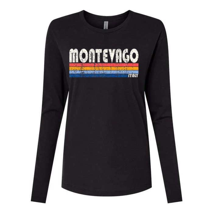 Montevago Italy Retro 70s 80s Style Womens Cotton Relaxed Long Sleeve T-Shirt