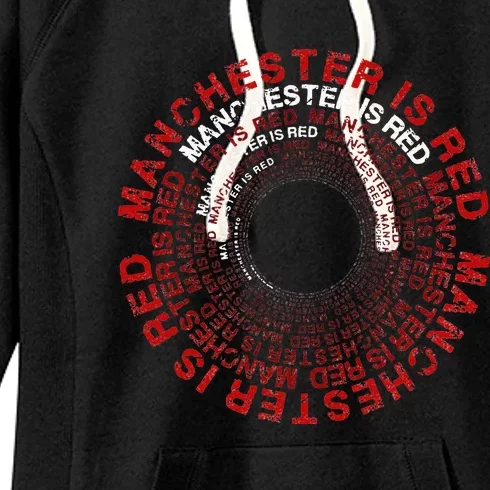 Manchester Is Red Circular Funny United Football Supporter Women's Fleece Hoodie