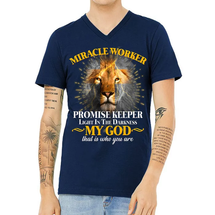 Miracle Worker Promise Keeper Lion V-Neck T-Shirt