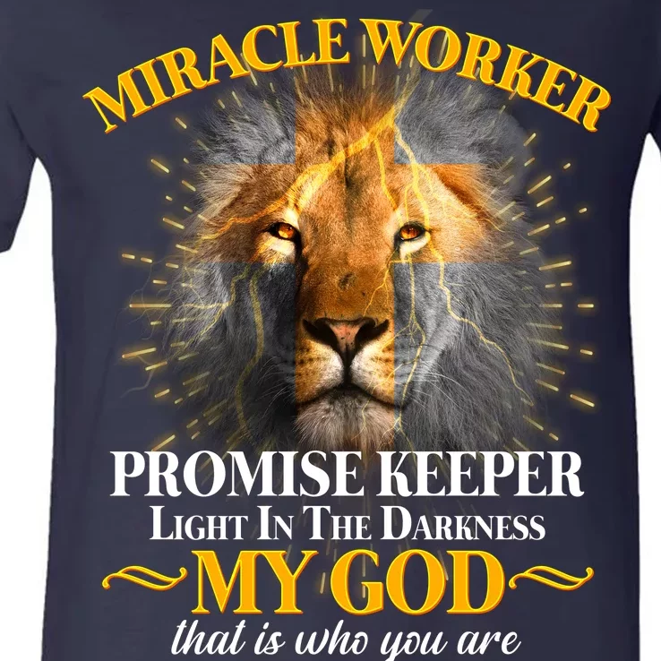 Miracle Worker Promise Keeper Lion V-Neck T-Shirt