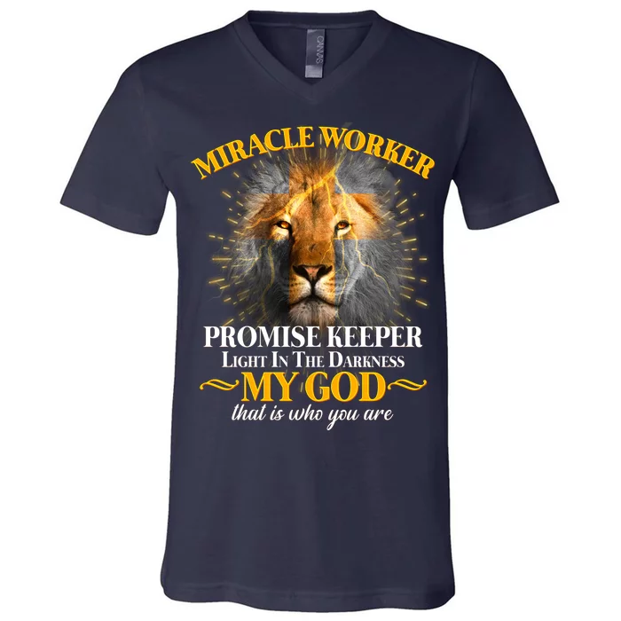 Miracle Worker Promise Keeper Lion V-Neck T-Shirt