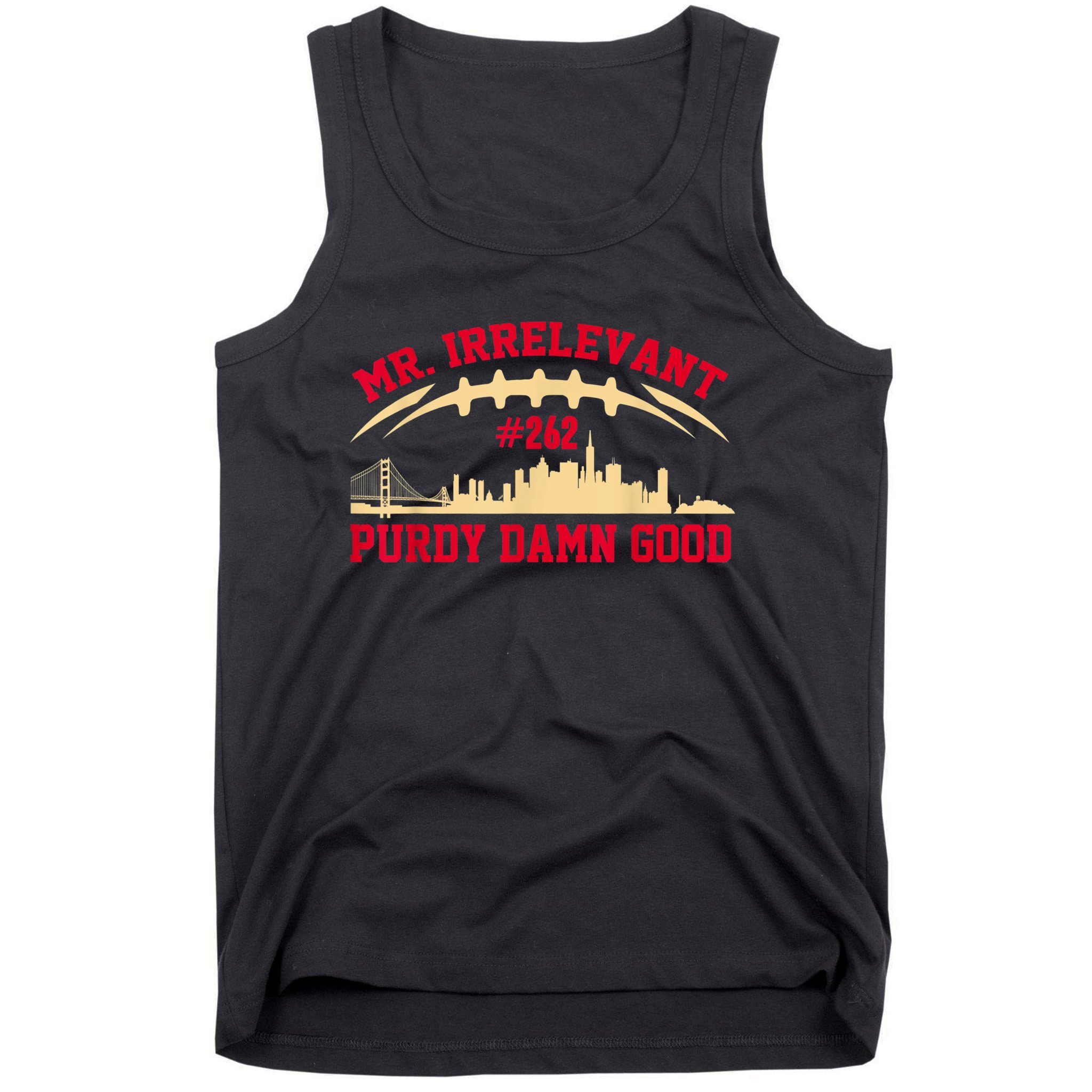 : RED San Francisco Purdy Mr. Irrelevant Text Pic Tank