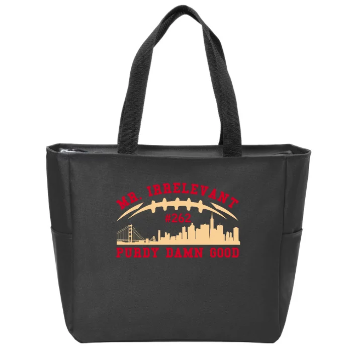 Mr Irrelevant San Francisco 262 Brock Hard Purdy Zip Tote Bag