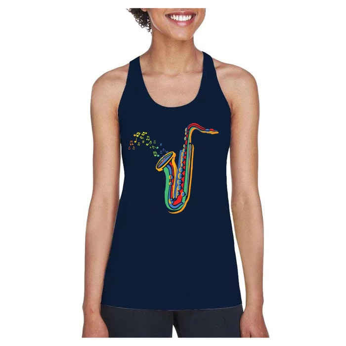 Musical Instrument Saxophone Player Gift Saxophone Women's Racerback Tank