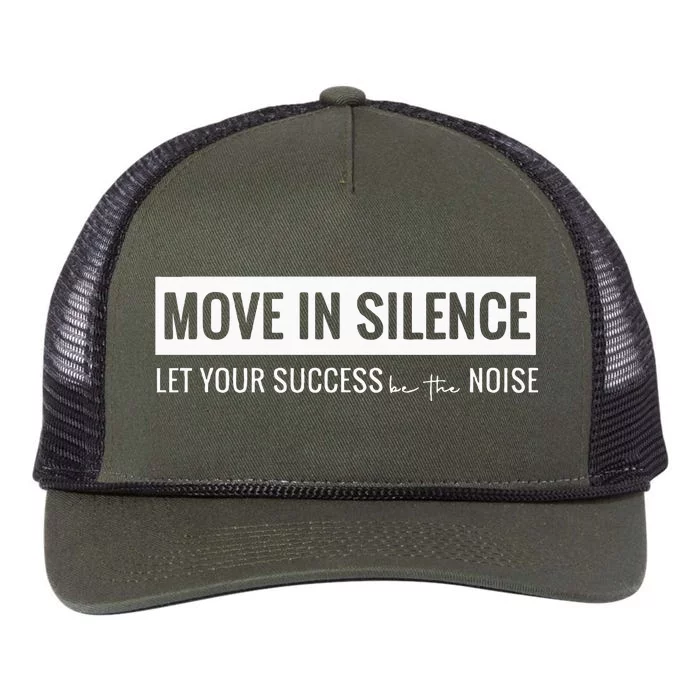 Move In Silence Let Your Success Be The Noise Retro Rope Trucker Hat Cap