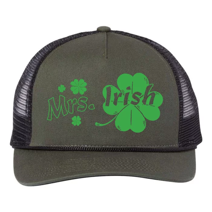 Mrs Irish Shamrock Retro Rope Trucker Hat Cap