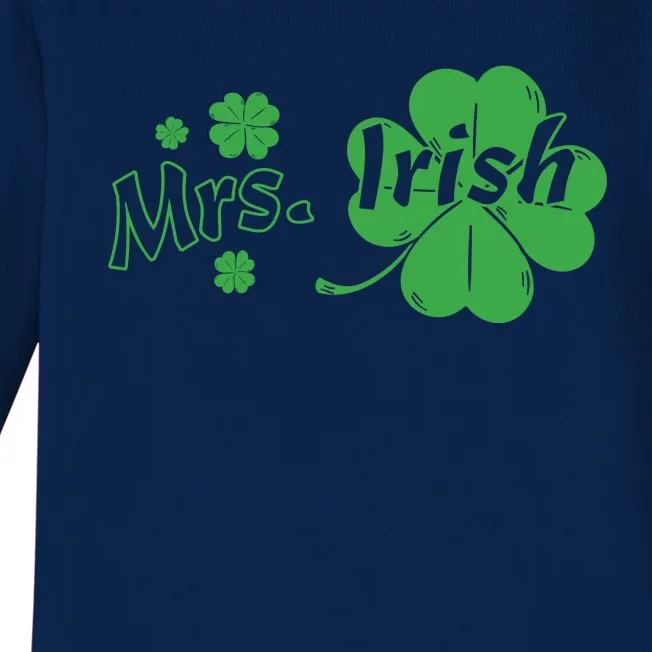 Mrs Irish Shamrock Baby Long Sleeve Bodysuit