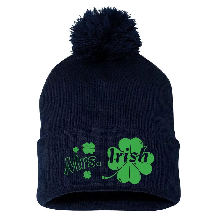 Mrs Irish Shamrock Pom Pom 12in Knit Beanie