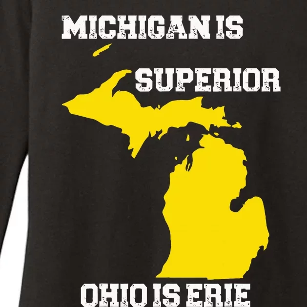 Michigan Is Superior Ohio Is Erie Funny Michigan Map Womens CVC Long Sleeve Shirt