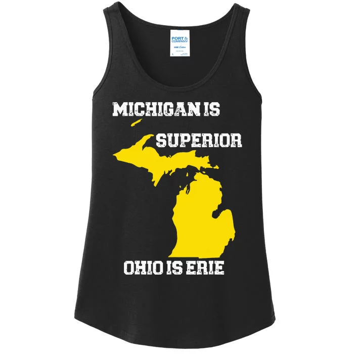 Michigan Is Superior Ohio Is Erie Funny Michigan Map Ladies Essential Tank