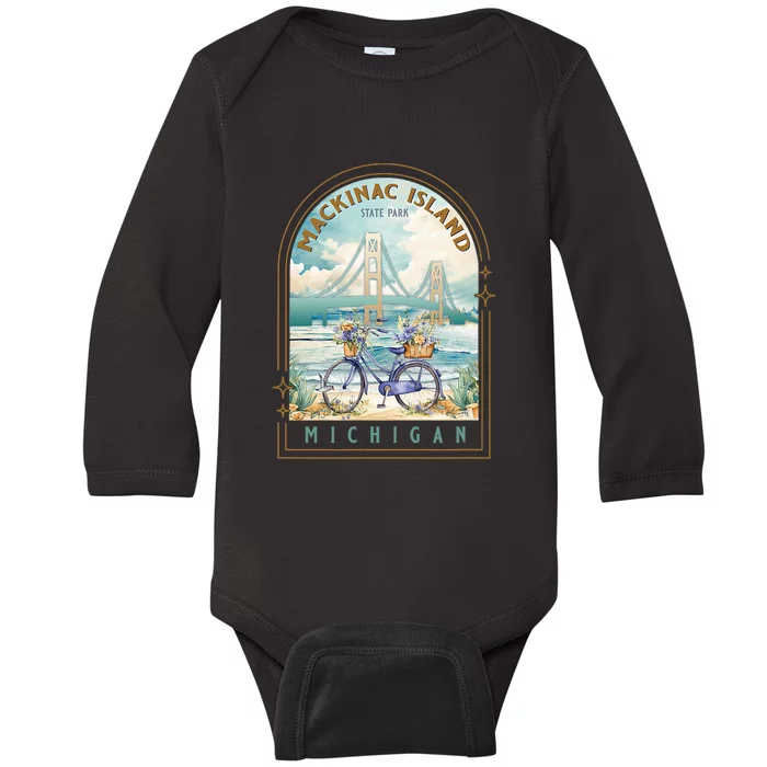 Mackinac Island State Park Michigan Usa Lake Huron Souvenir Baby Long Sleeve Bodysuit