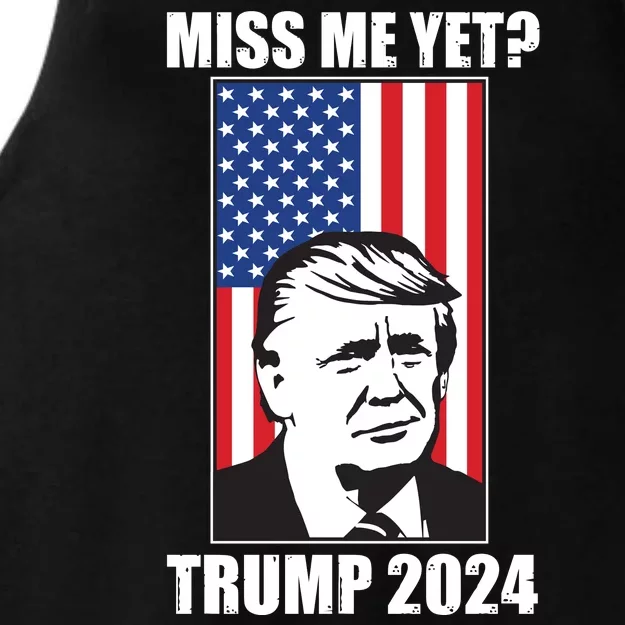 Miss Me Yet? Trump 2024 USA American Flag Ladies Tri-Blend Wicking Tank