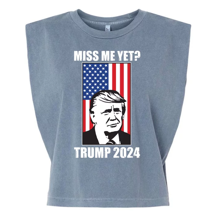 Miss Me Yet? Trump 2024 USA American Flag Garment-Dyed Women's Muscle Tee