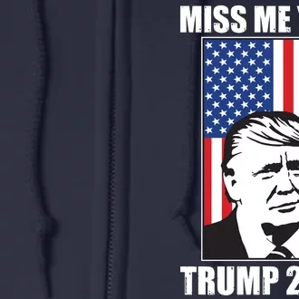 Miss Me Yet? Trump 2024 USA American Flag Full Zip Hoodie