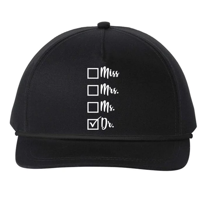 Miss Mrs Ms Dr Snapback Five-Panel Rope Hat