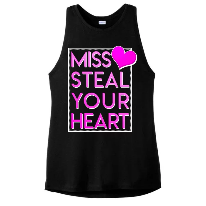 Miss Steal Your Heart Valentines Day Ladies Tri-Blend Wicking Tank