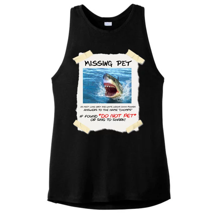 Missing Pet Funny Great White Shark Ladies Tri-Blend Wicking Tank