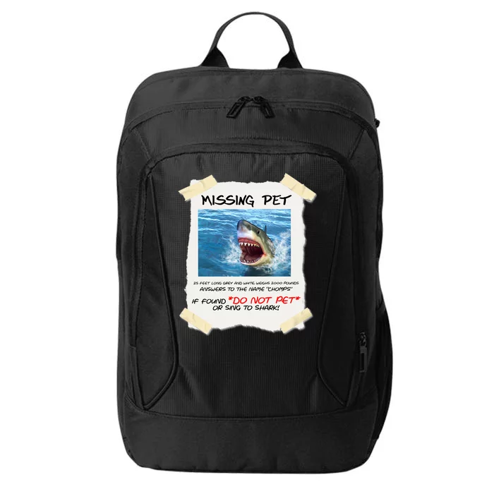 Missing Pet Funny Great White Shark City Backpack