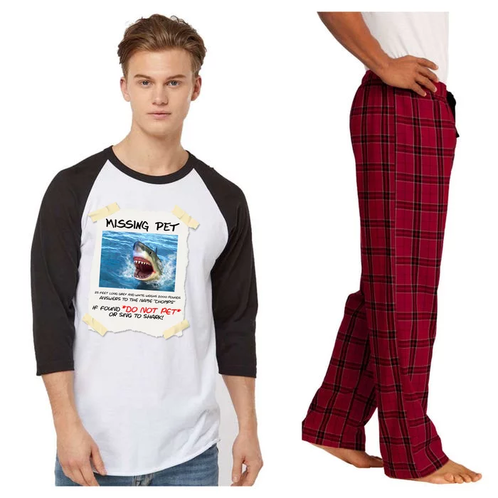 Missing Pet Funny Great White Shark Raglan Sleeve Pajama Set