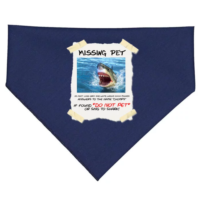 Missing Pet Funny Great White Shark USA-Made Doggie Bandana