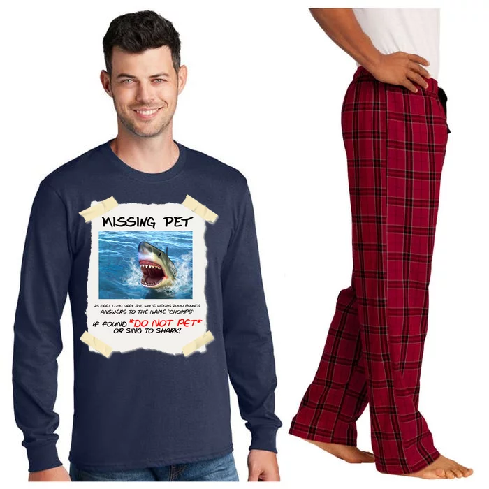 Missing Pet Funny Great White Shark Long Sleeve Pajama Set