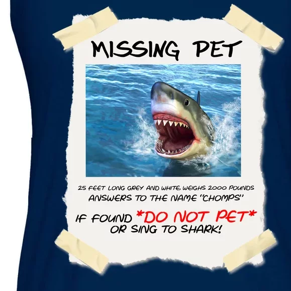 Missing Pet Funny Great White Shark Ladies Essential Flowy Tank