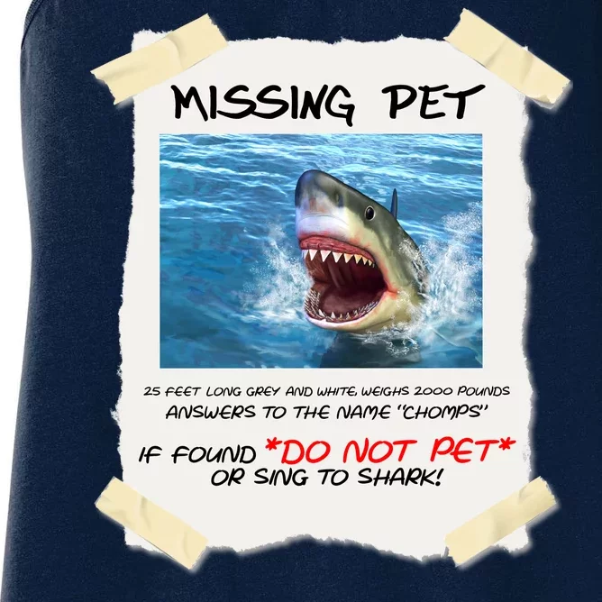 Missing Pet Funny Great White Shark Women's Racerback Tank