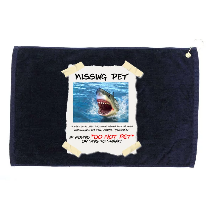 Missing Pet Funny Great White Shark Grommeted Golf Towel