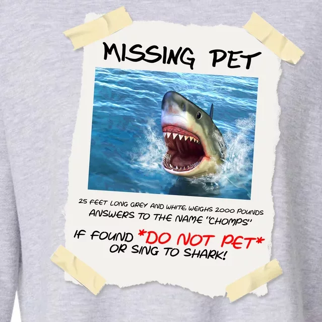 Missing Pet Funny Great White Shark Cropped Pullover Crew