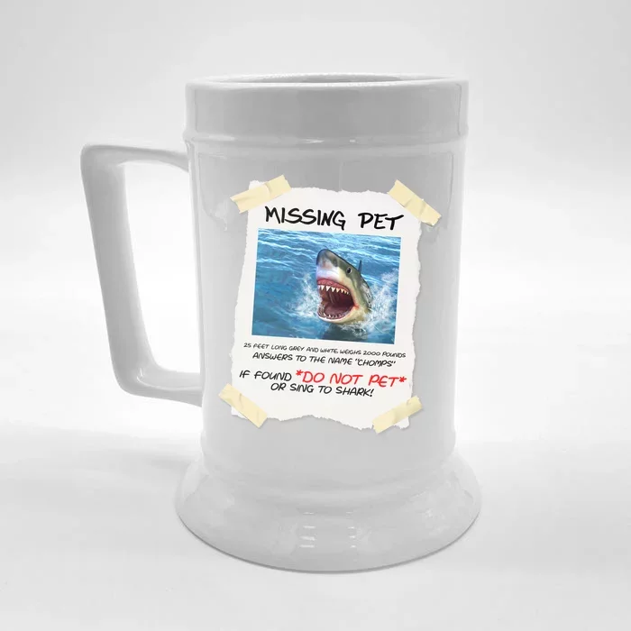 Missing Pet Funny Great White Shark Front & Back Beer Stein