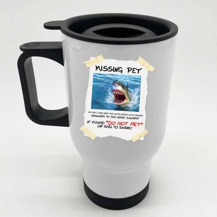 Missing Pet Funny Great White Shark Front & Back Stainless Steel Travel Mug