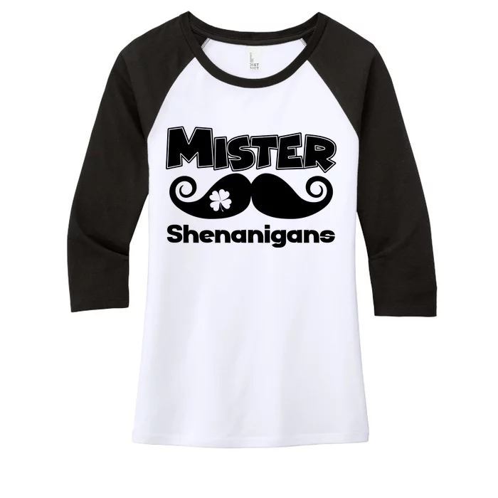 Mister Shenanigans Mustache Women's Tri-Blend 3/4-Sleeve Raglan Shirt